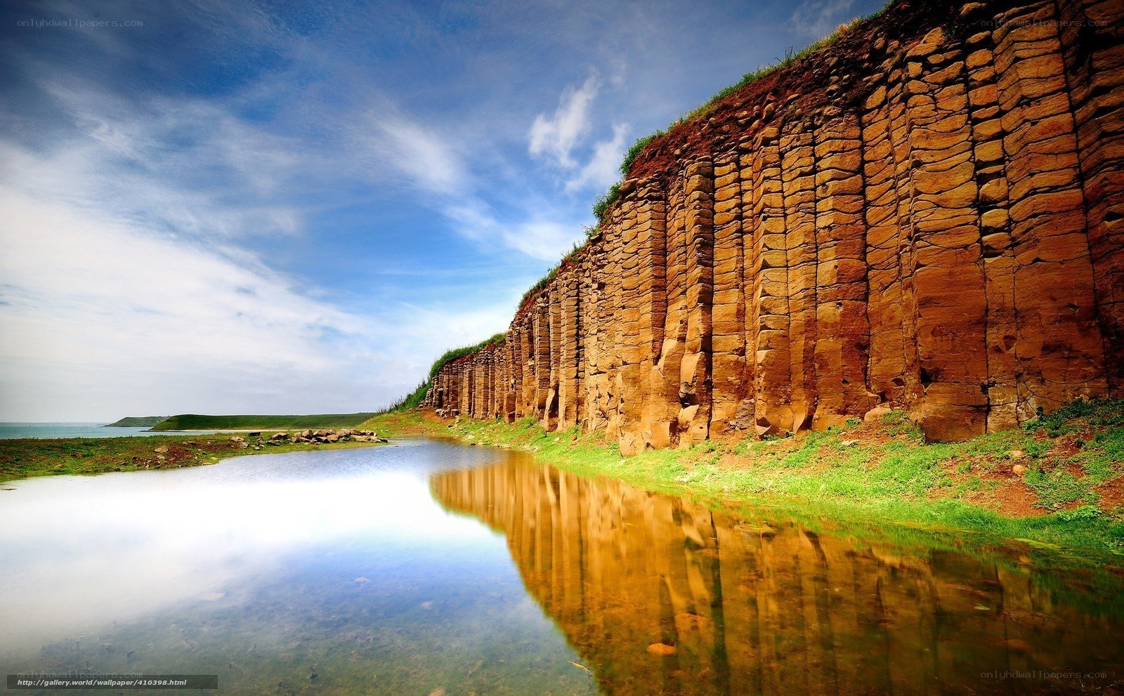 Columnar Basalt Cliffs by the Sea