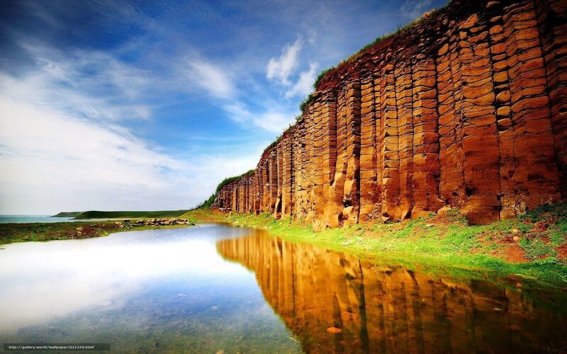 Columnar Basalt Cliffs Reflection