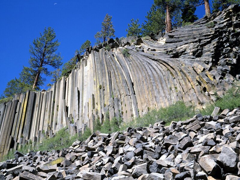 Columnar Basalt Formation — Blue, Dramatic, Afternoon, Photograph, Trees