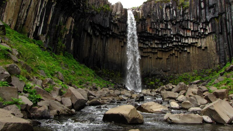 Columnar Basalt Waterfall — Black