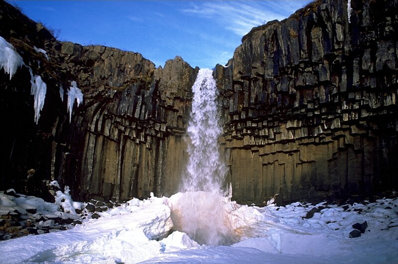 Columnar Basalt Waterfall — Blue