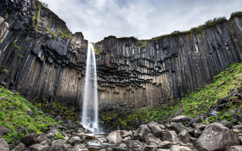 Columnar Basalt Waterfall — Gray