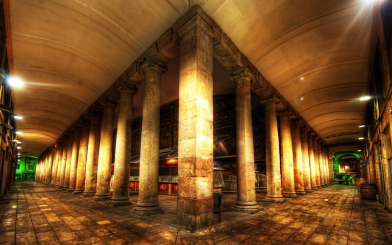Columned Arcade Hallway
