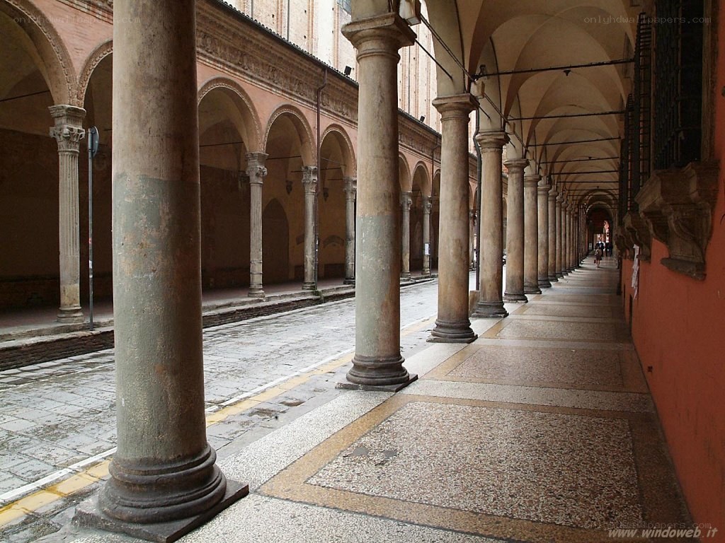 columned arcade in bologna