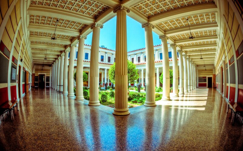Columned Courtyard Hallway