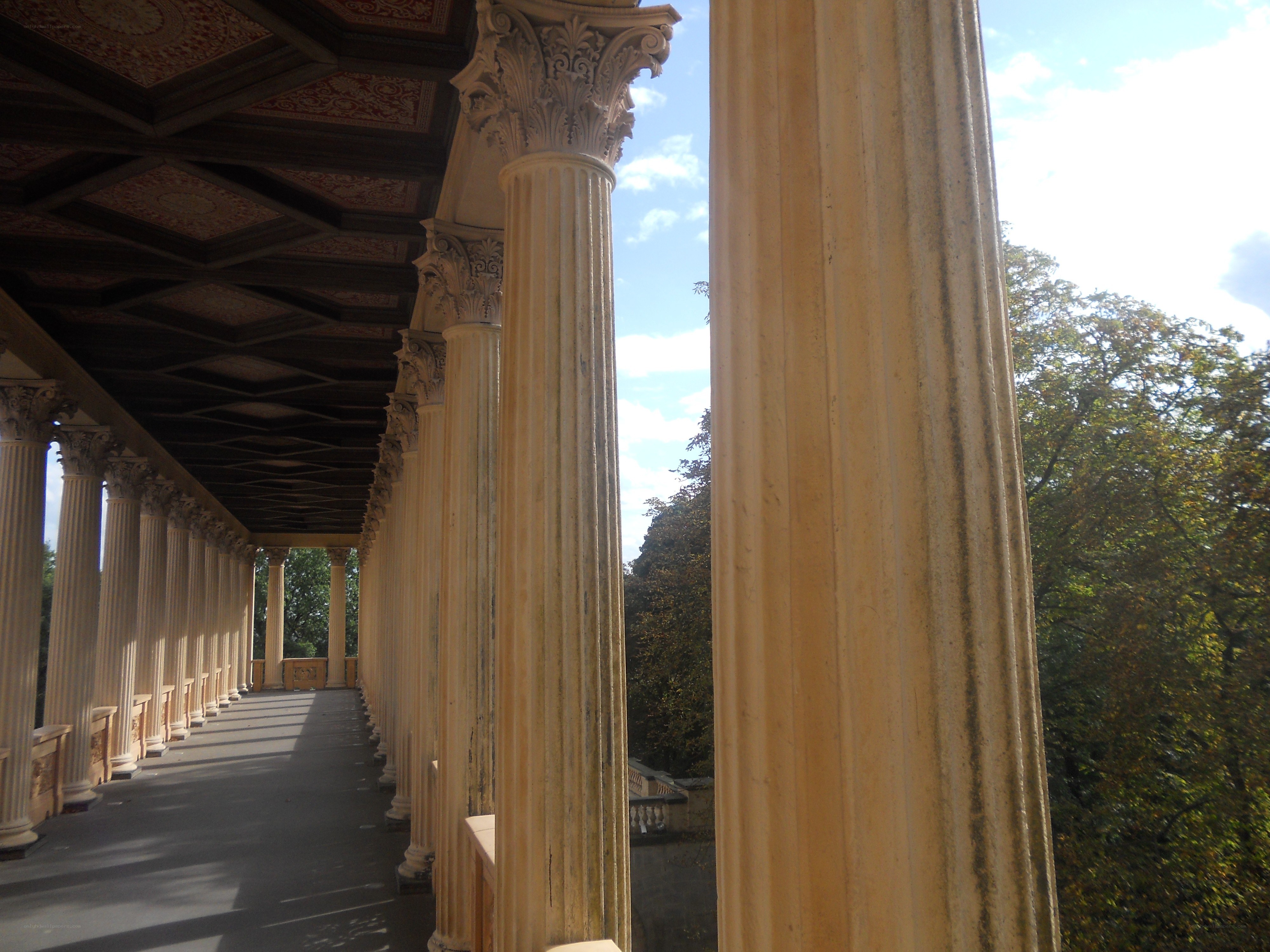 Columned walkway in a park