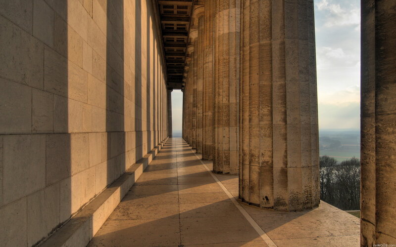 Columned Walkway with View