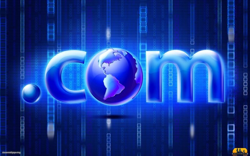 .com domain logo with globe