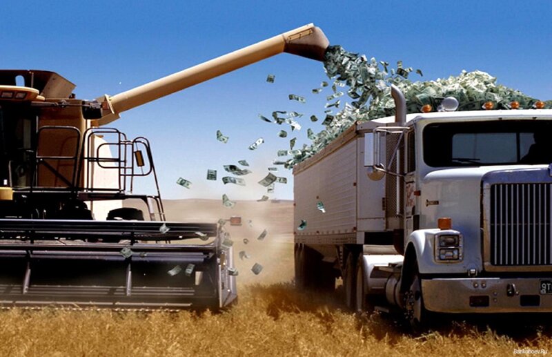 Combine Harvester Unloading Money