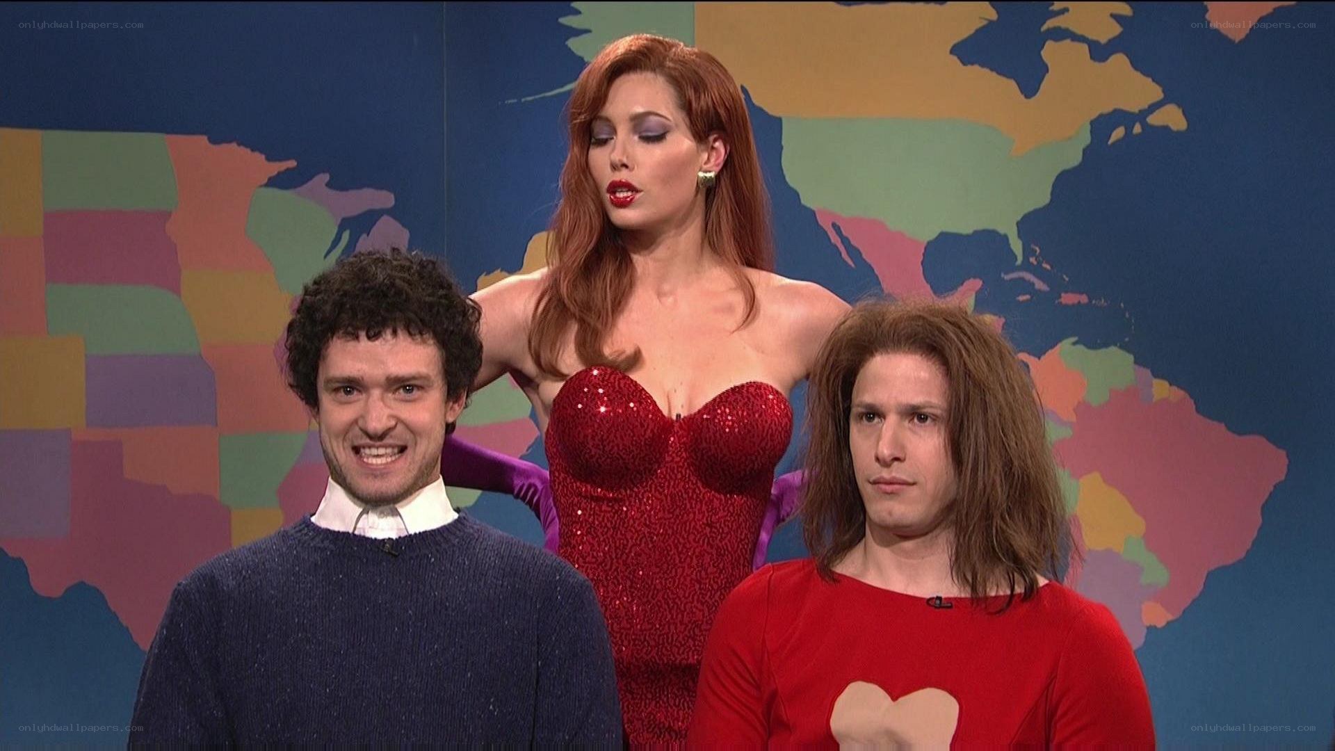 Comedians on talk show set