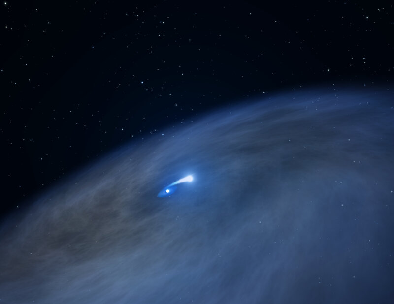 Comet in a dusty disk