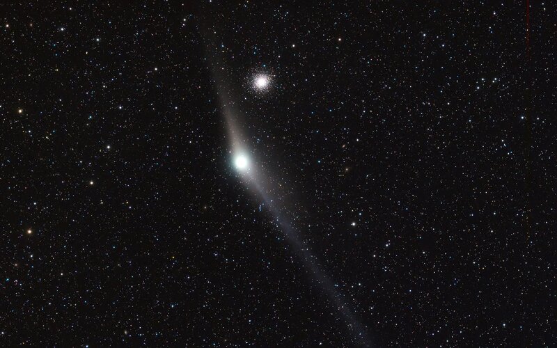 Comet in Night Sky — Black, Serene, Photograph, Stars, Nebula