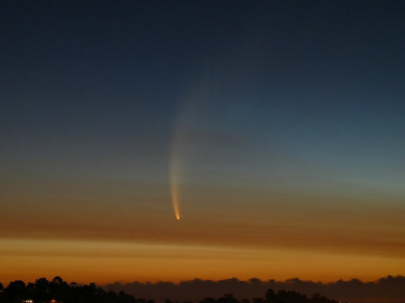 Comet in Night Sky — Blue, Dramatic