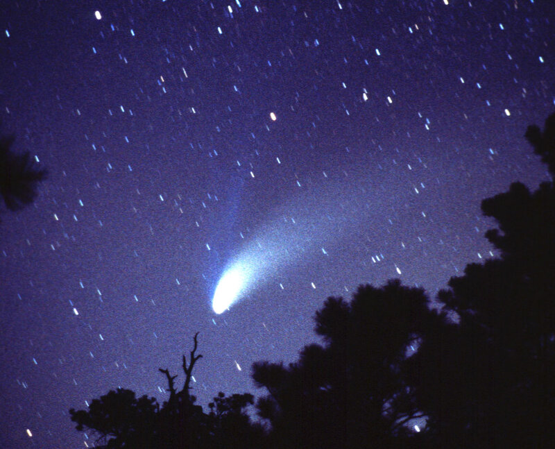 Comet in Night Sky — Blue, Serene