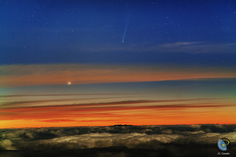 Comet in Night Sky — Blue