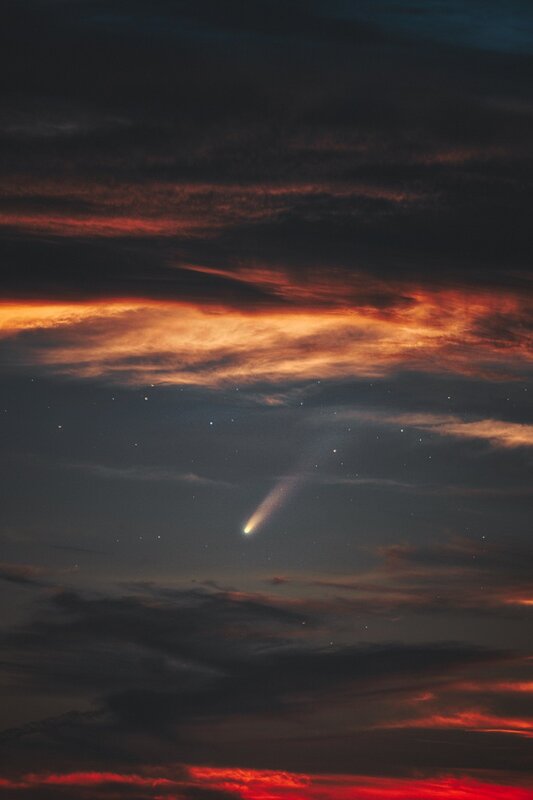 Comet in Night Sky — Red