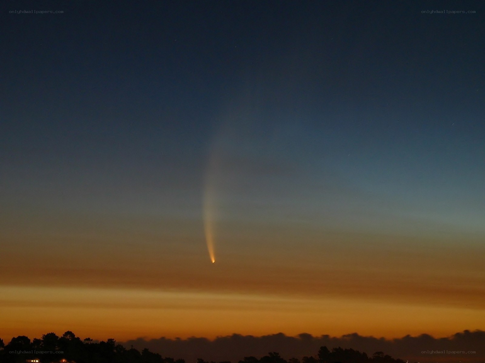 Comet in the twilight sky