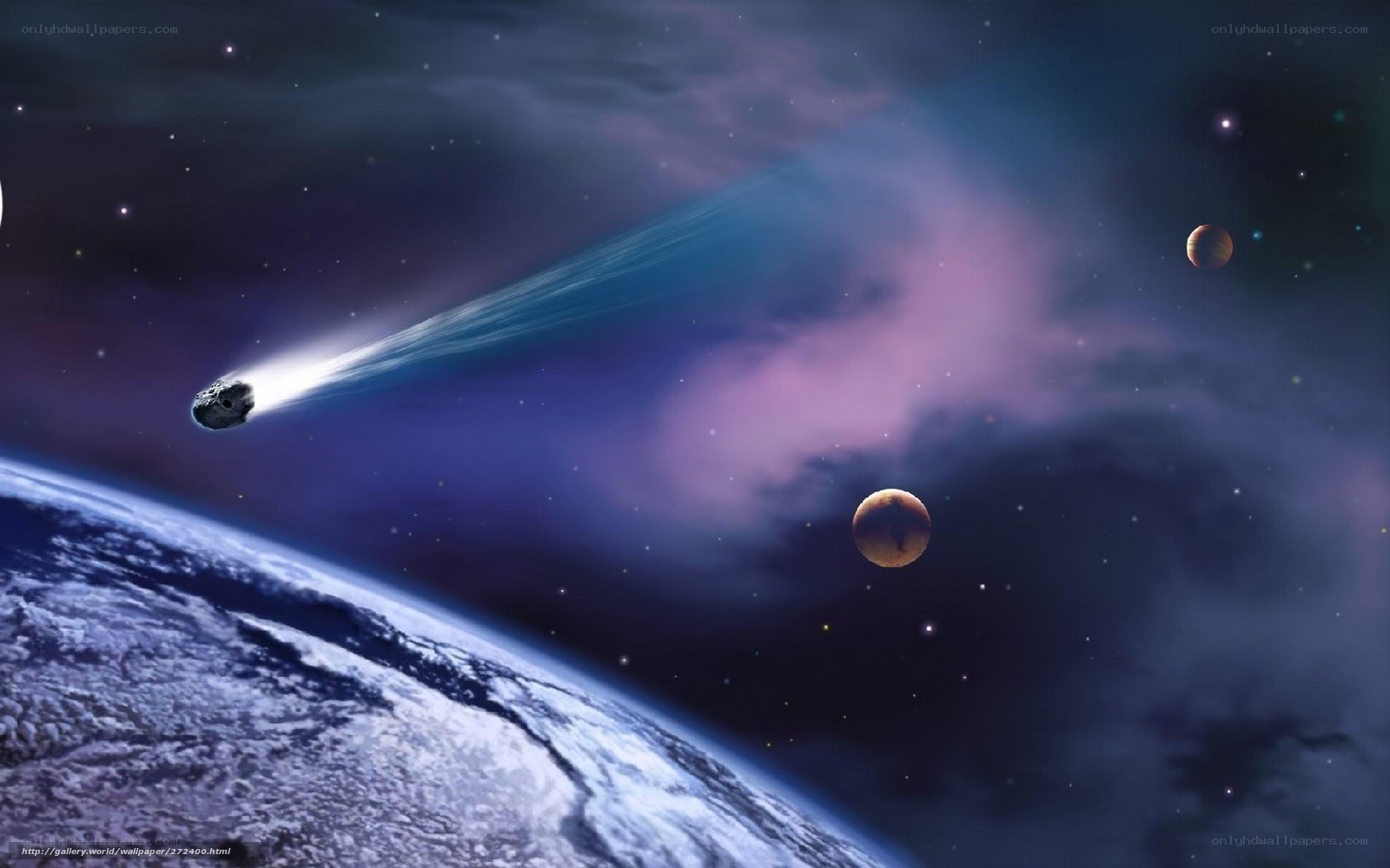 Comet over a planet