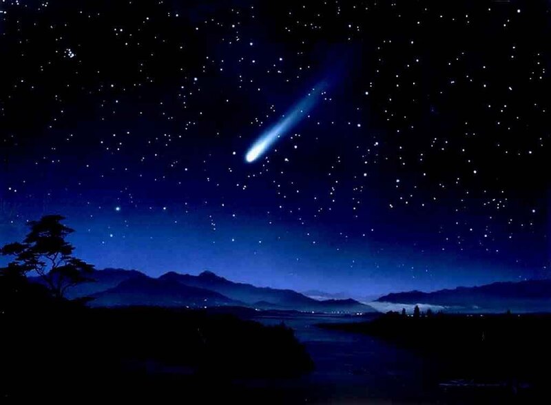 Comet over a starry night