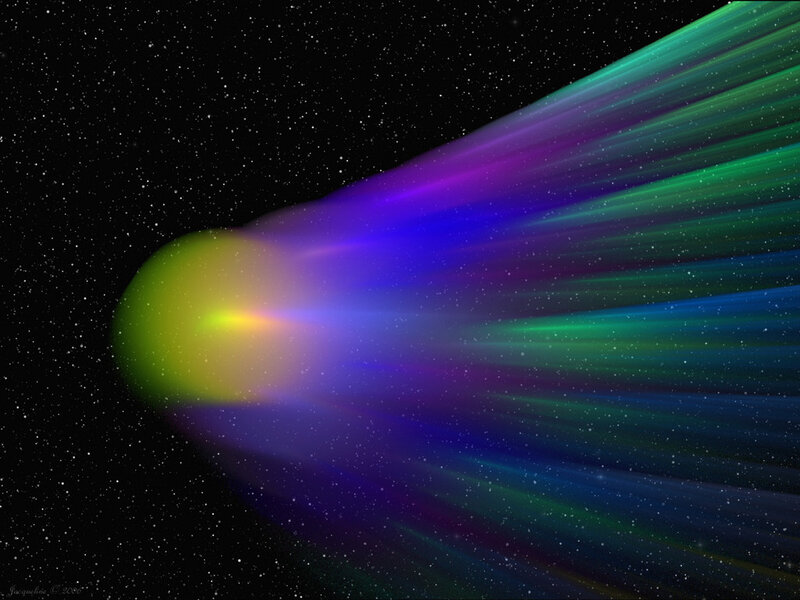 Comet with colorful tail