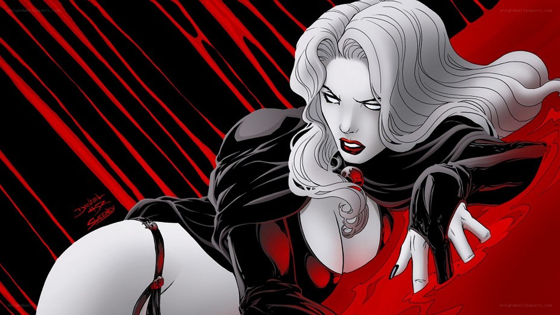 comic book character in black and red
