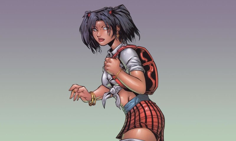 comic book character in school uniform