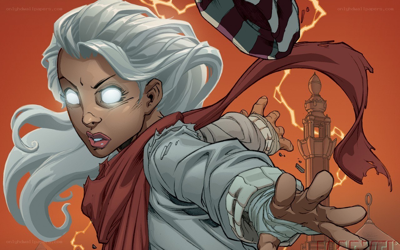 comic book character with glowing eyes