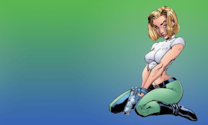 comic book character with gun