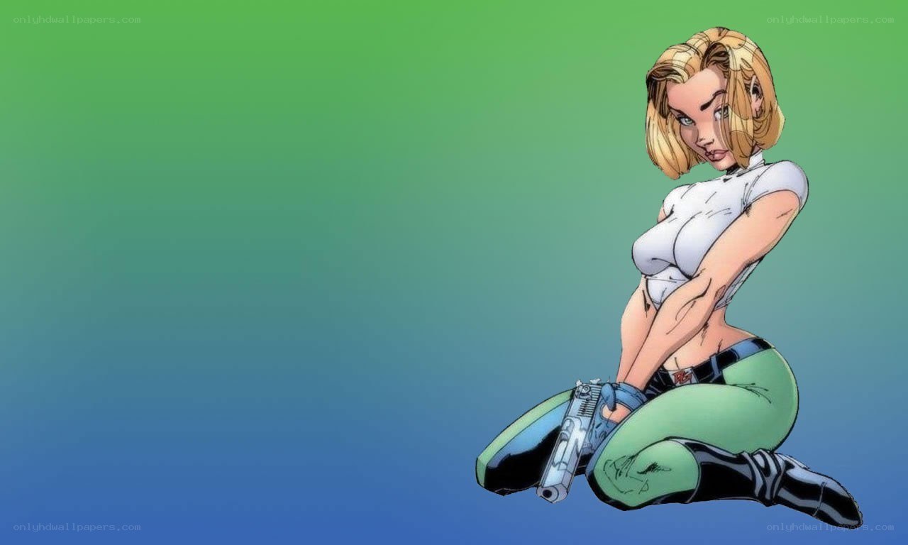comic book character with gun