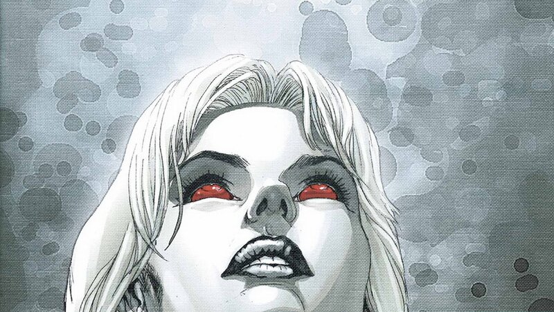 comic book character with red eyes
