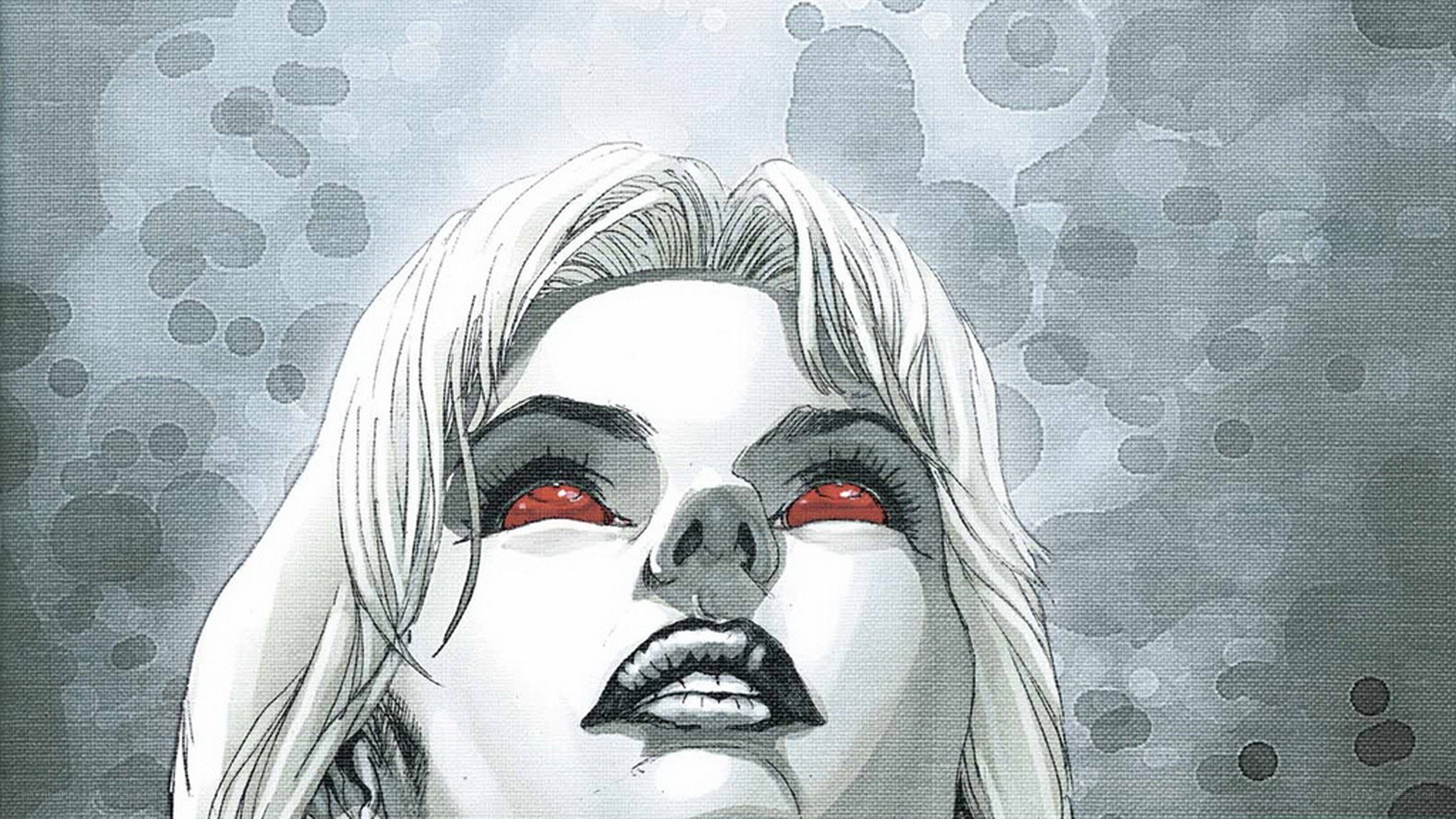 comic book character with red eyes