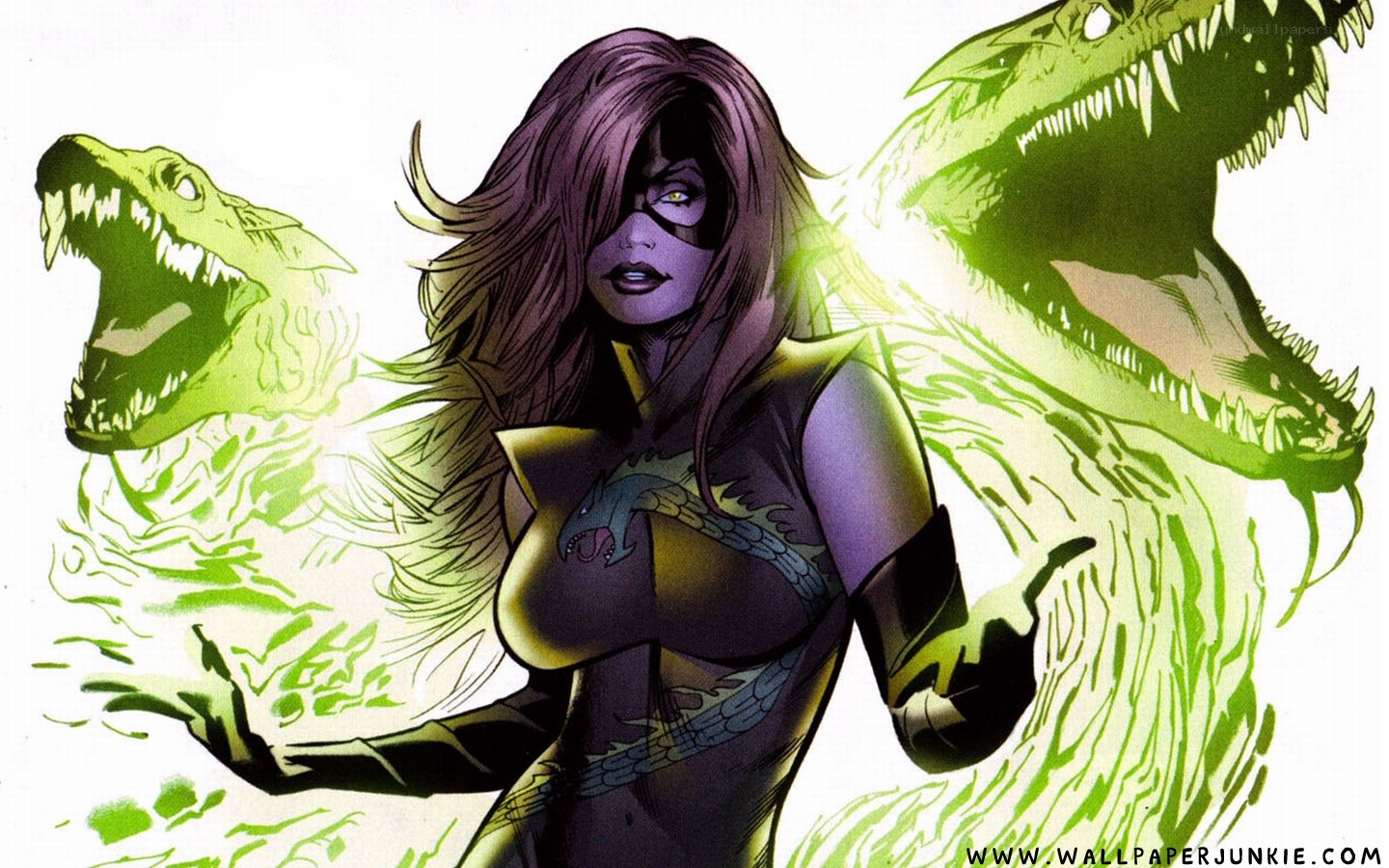 comic book character with reptilian creatures