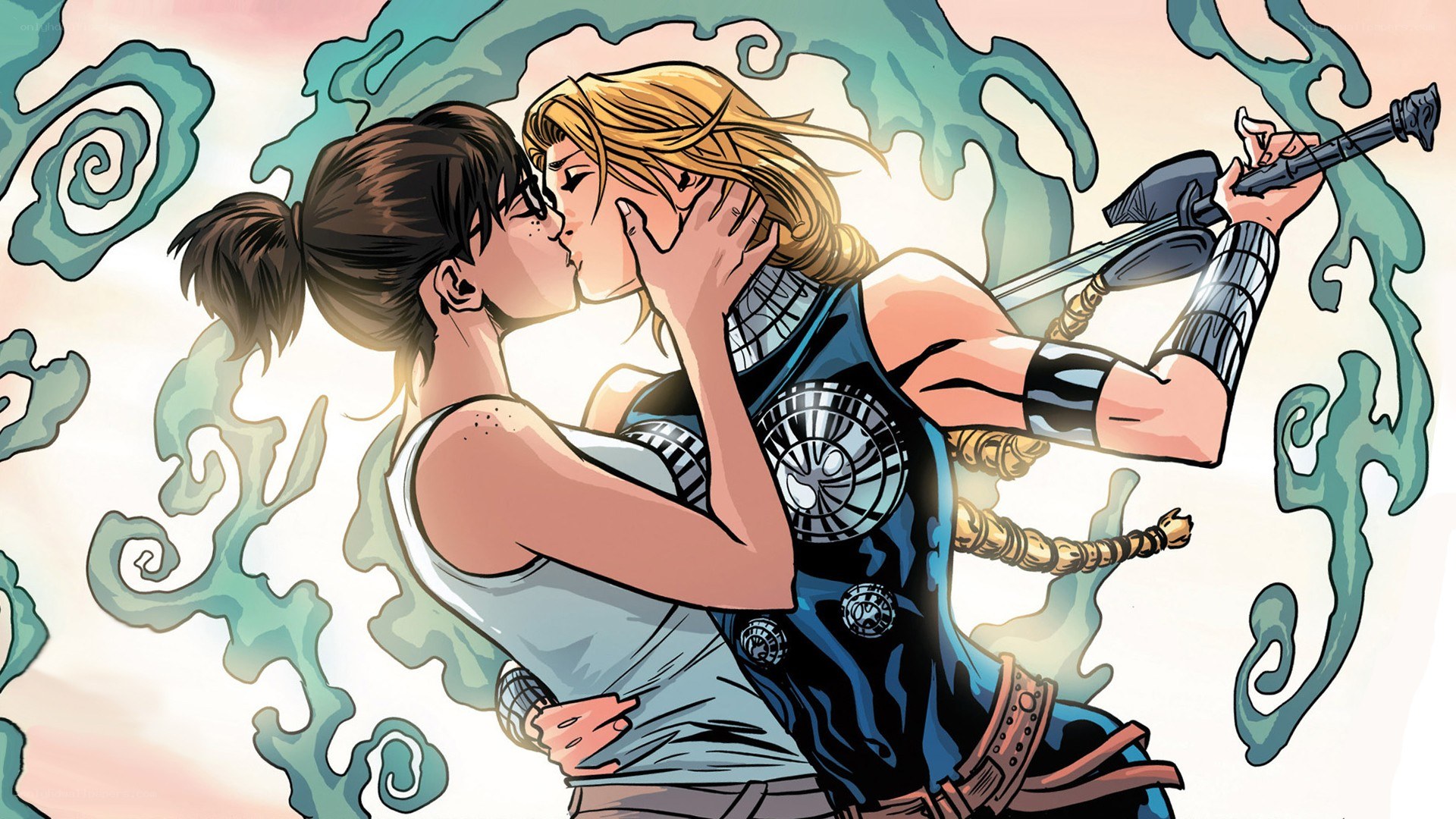 comic book kiss scene