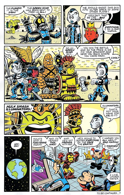 comic book page with heroes