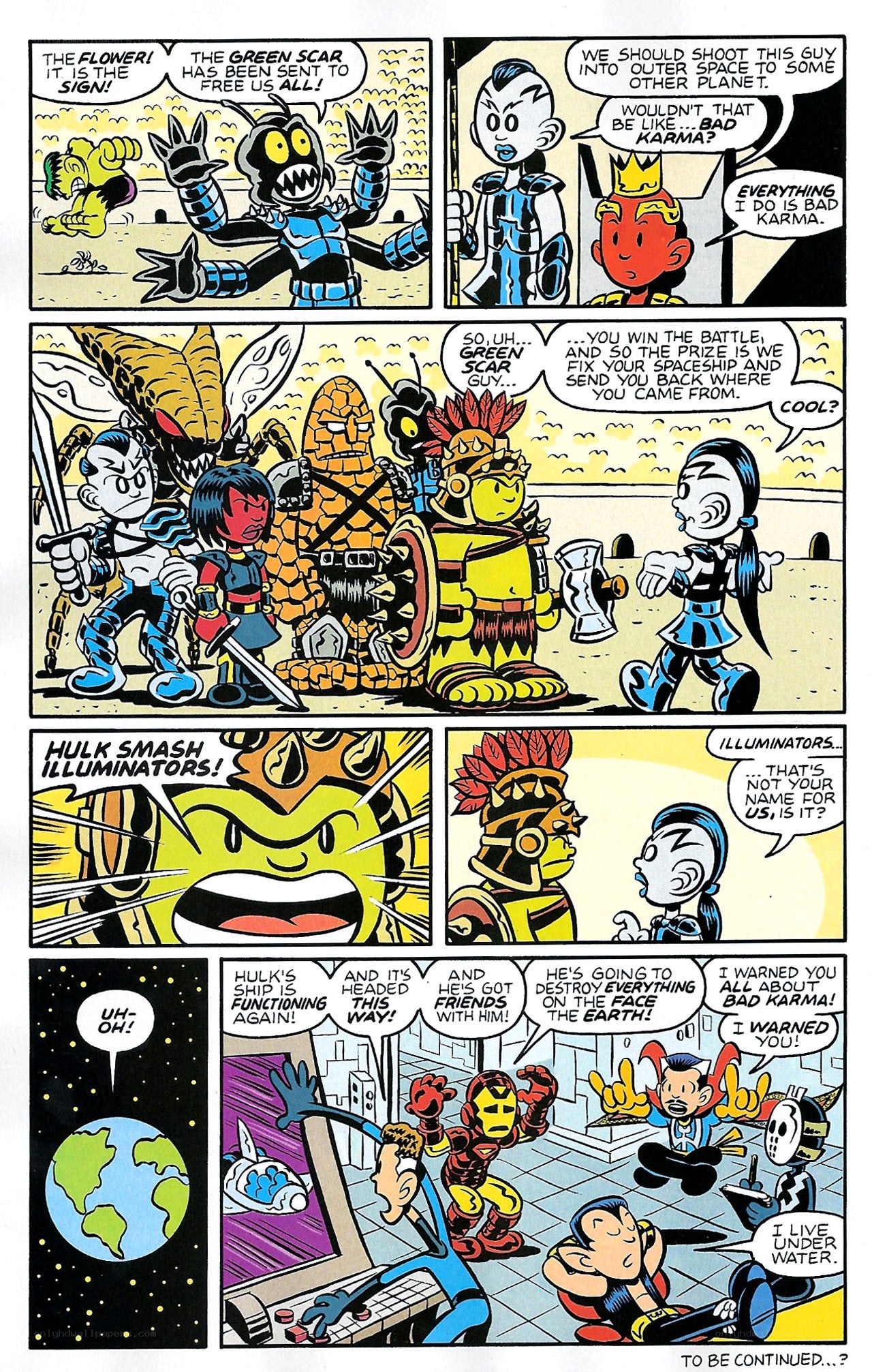 comic book page with heroes