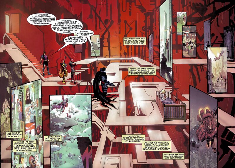 Comic book panel with multiple scenes