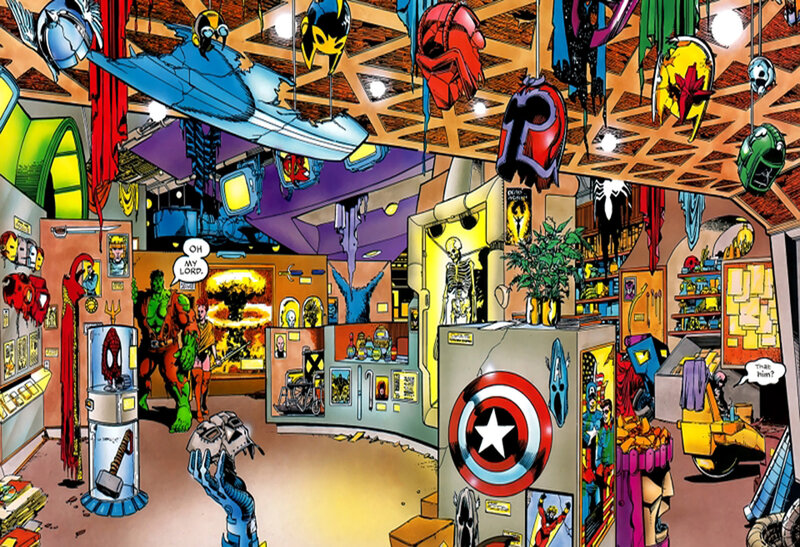 Comic Book Store Interior — Yellow