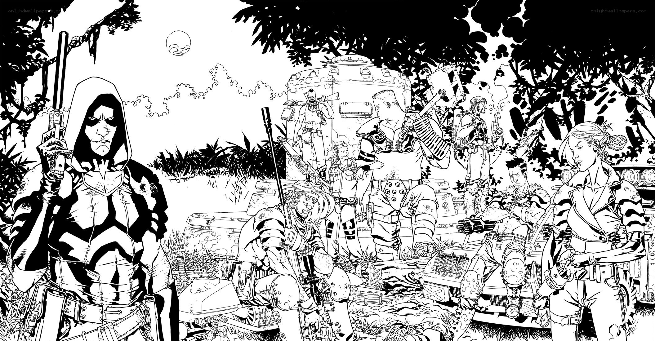 comic book team in jungle