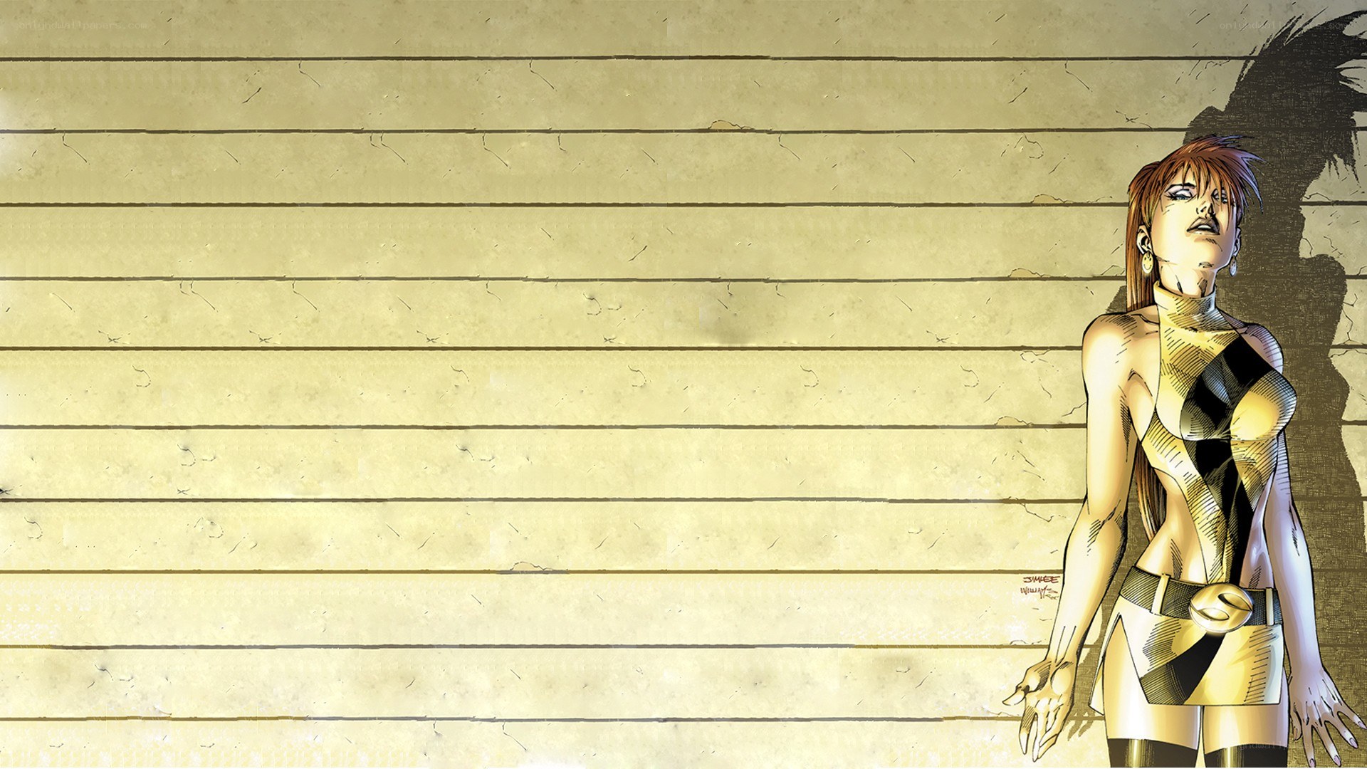 comic character on wooden wall