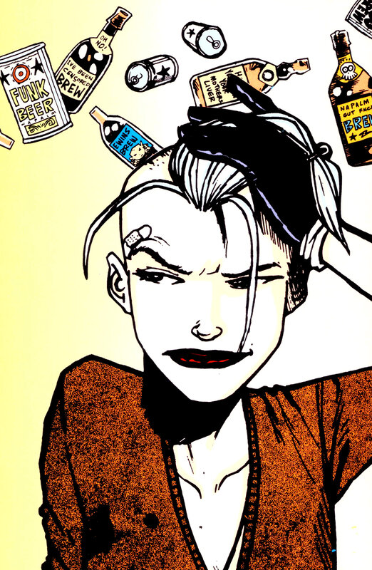 comic character with beer bottles