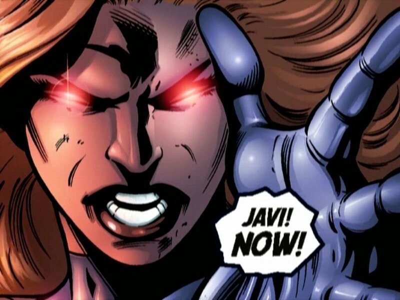 comic character with glowing eyes