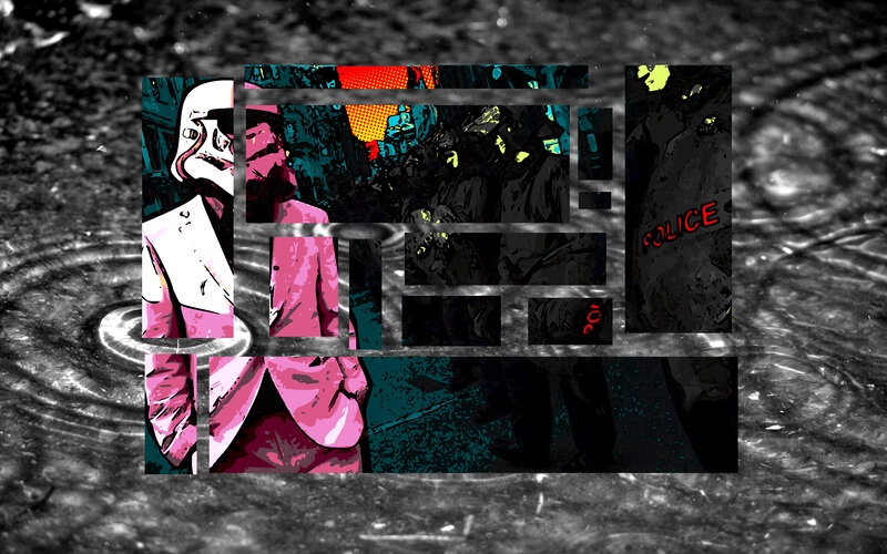 comic panel collage with stormtrooper