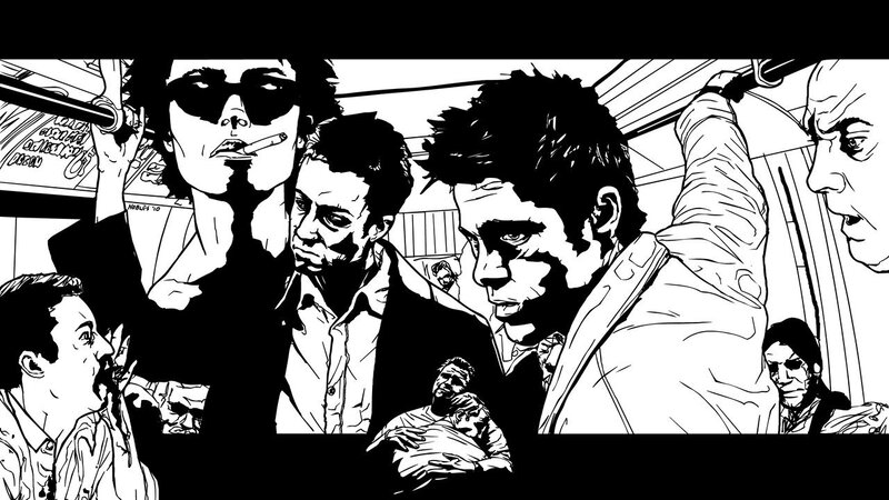 comic panel of subway passengers