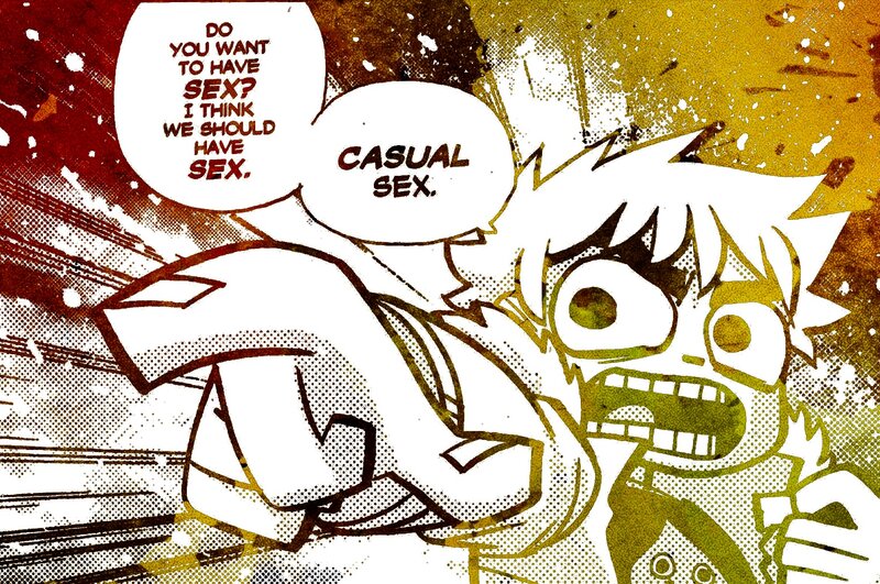 comic panel with dialogue