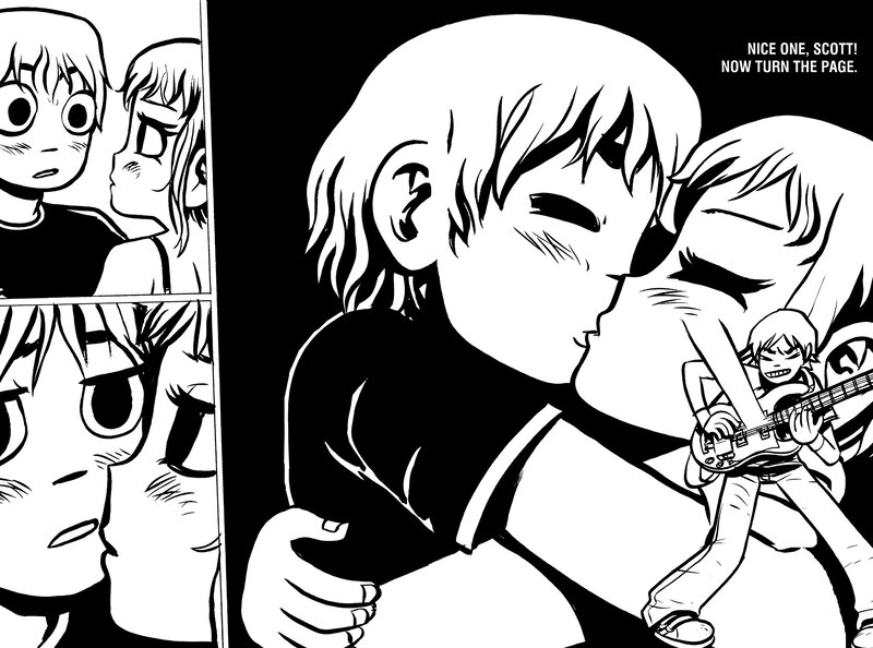 comic panel with kissing couple
