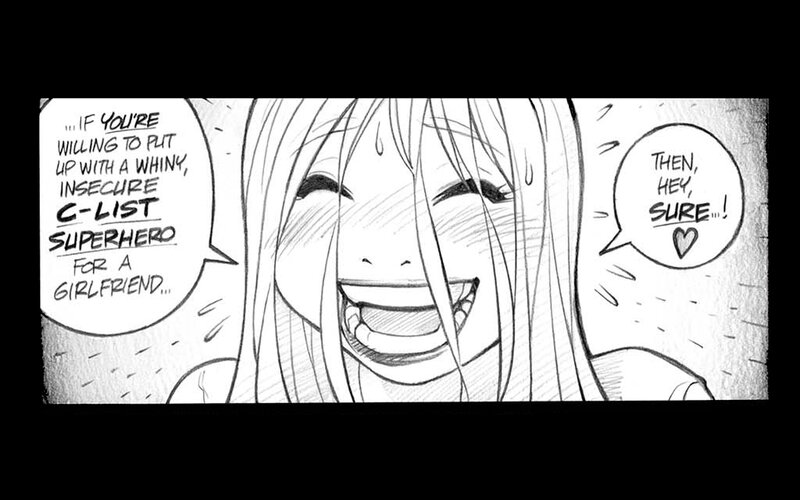 comic panel with laughing girl