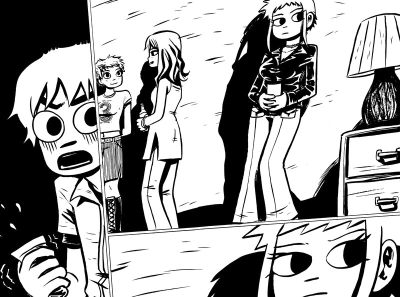 comic panel with shocked character