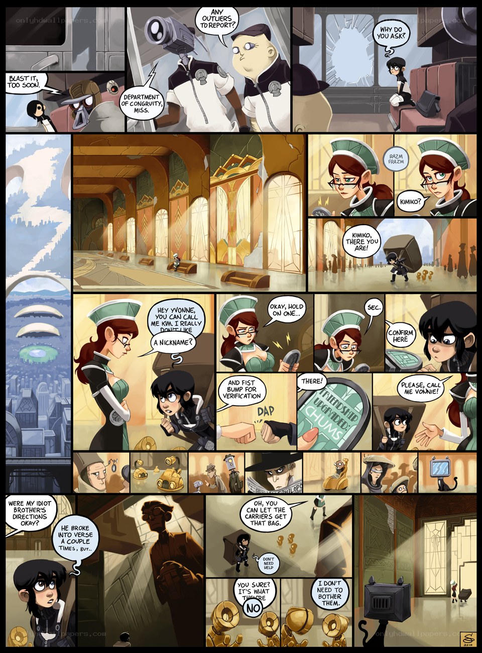 comic strip with robot and characters