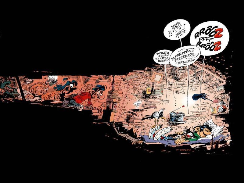Comics panel with sleeping characters