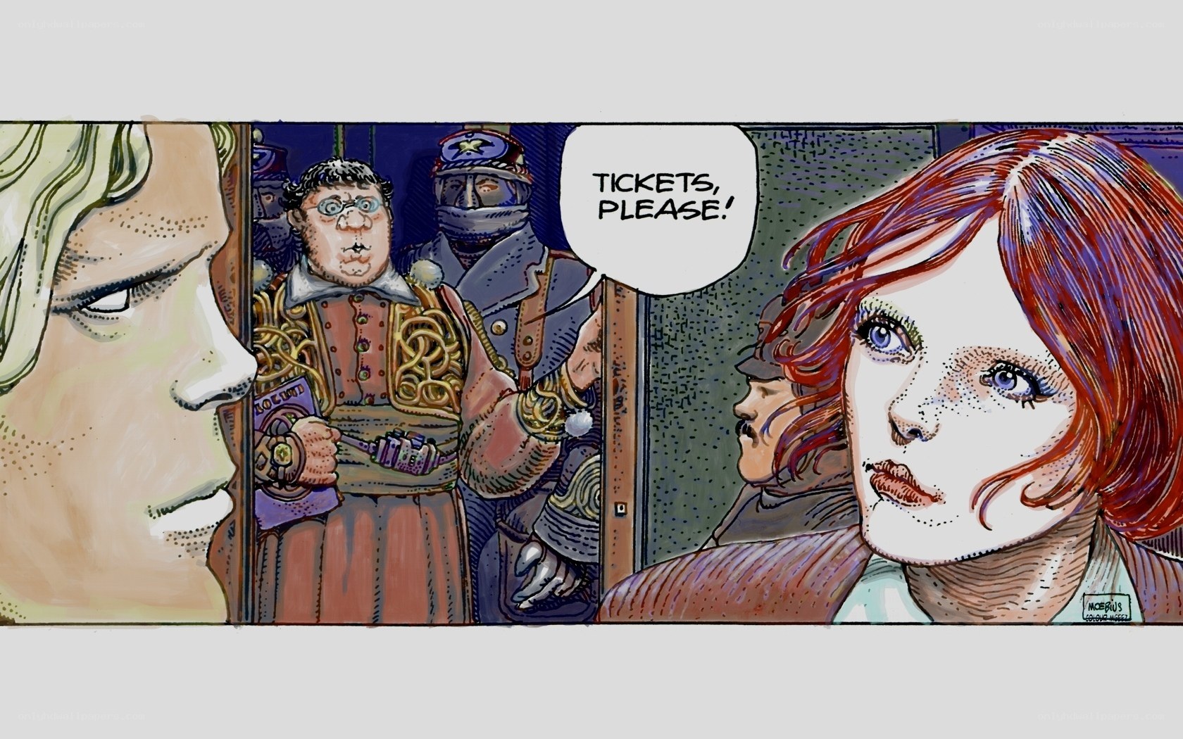 Comics panel with ticket check